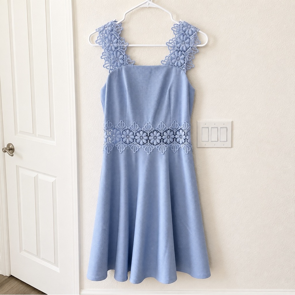 Ted Baker Lace Trim Dress in Light Blue